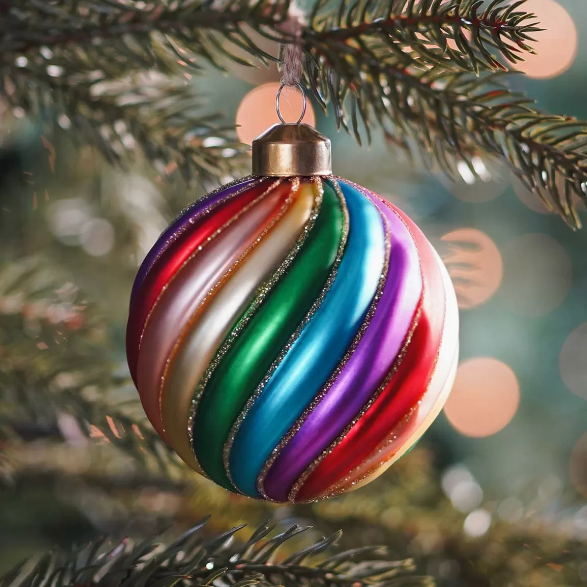 It's all about Christmas Extraordinary Baubles | Christmas Baubles By Colour-Glass Bauble Swirl | Multicolour | 8 Cm