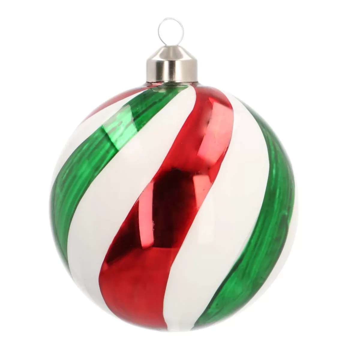 It's all about Christmas Extraordinary Baubles | Christmas Baubles By Colour-Glass Bauble Swirl | Red White Green | 10 Cm