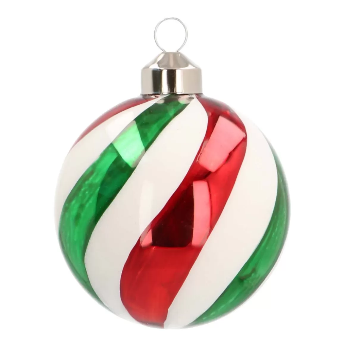 It's all about Christmas Extraordinary Baubles | Christmas Baubles By Colour-Glass Bauble Swirl | Red White Green | 8 Cm