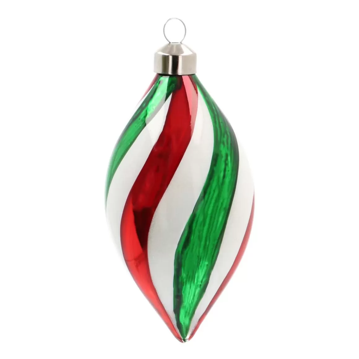 It's all about Christmas Christmas Ornaments-Glass Bauble Swirl Drop | Red White Green | 14 Cm