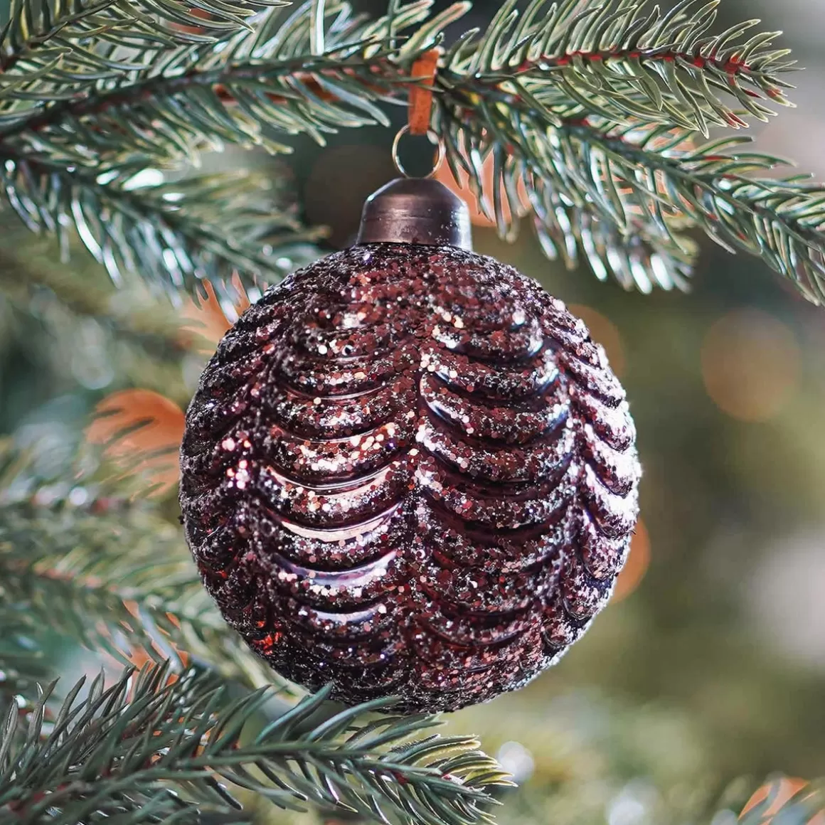 It's all about Christmas Luxury Christmas Baubles | Glass Christmas Baubles-Glass Bauble Waves | Brown | 8 Cm