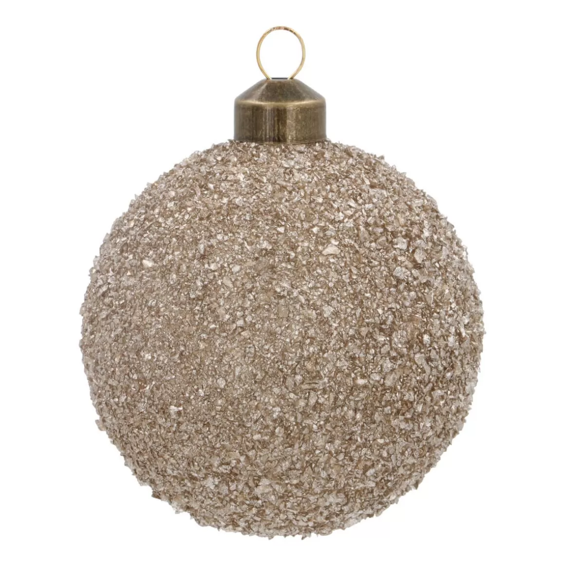 It's all about Christmas Christmas Baubles By Colour | Glass Christmas Baubles-Glass Bauble With Champagne Glitter Cover | 8 Cm