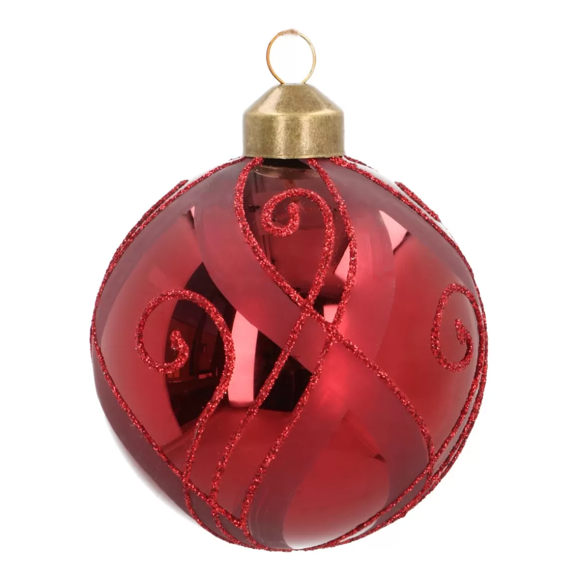 It's all about Christmas Christmas Baubles By Colour | Glass Christmas Baubles-Glass Bauble With Decor | Dark Red | 8 Cm