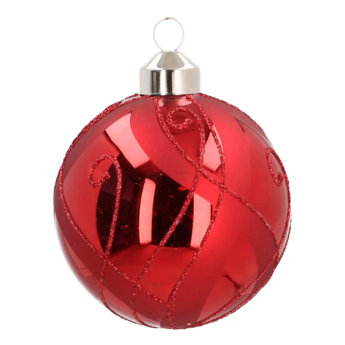 It's all about Christmas Christmas Baubles By Colour | Luxury Christmas Baubles-Glass Bauble With Decor | Red | 8 Cm