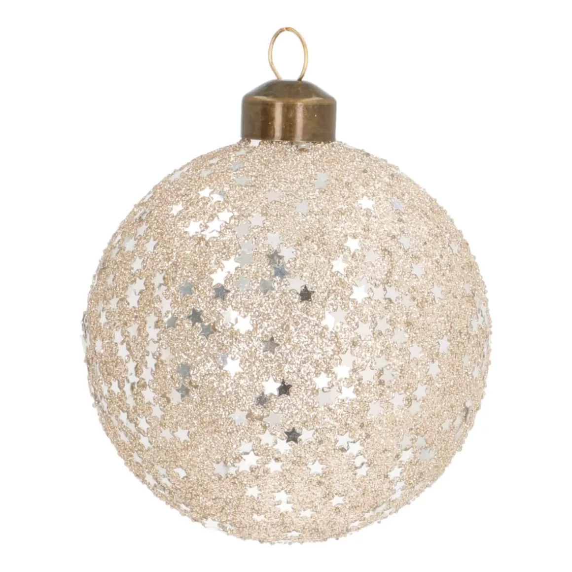 It's all about Christmas Extraordinary Baubles | Christmas Baubles By Colour-Glass Bauble With Stars | Champagne | 8 Cm