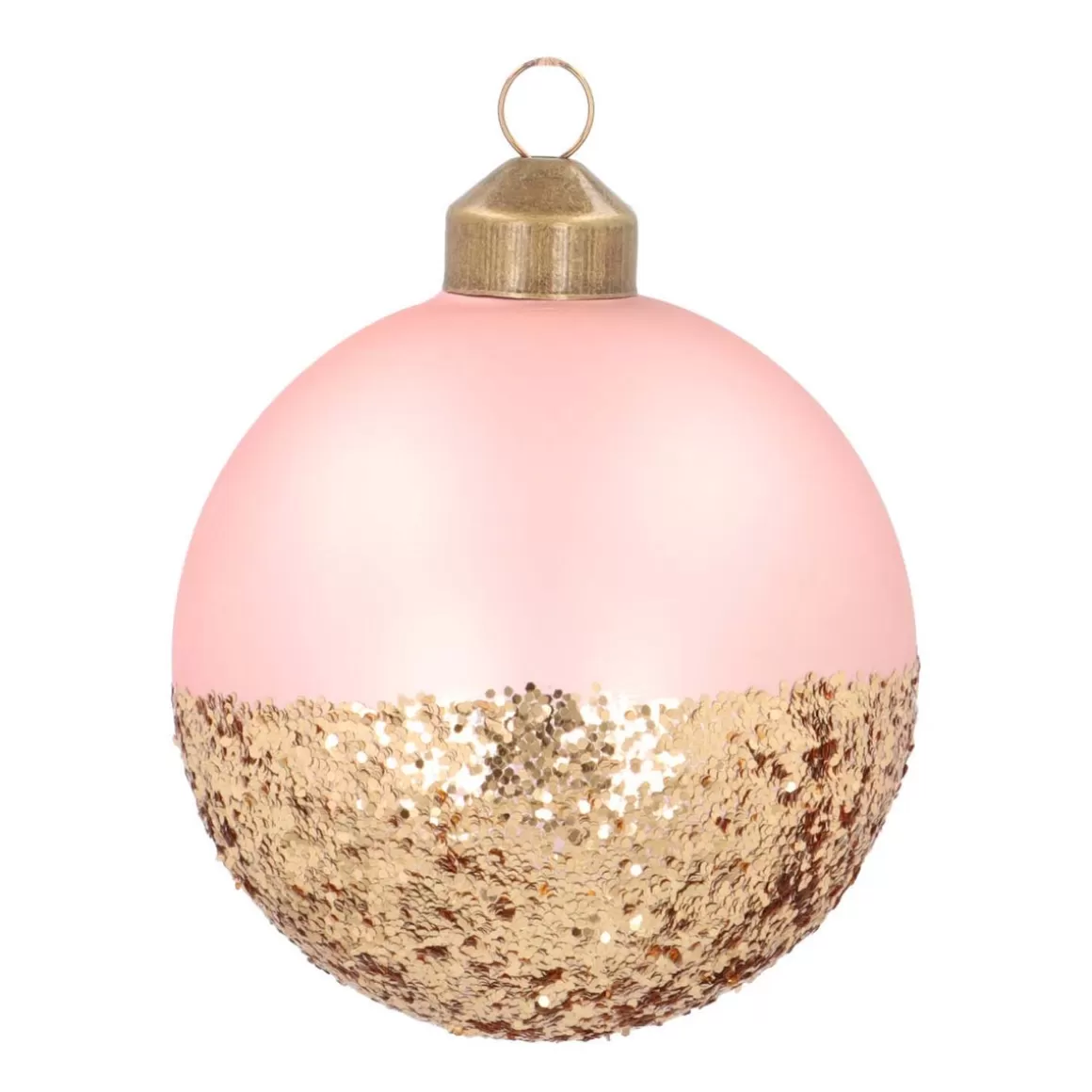 It's all about Christmas Luxury Christmas Baubles | Glass Christmas Baubles-Glass Christmas Bauble | Glitter Dip | 8cm | Soft Pink