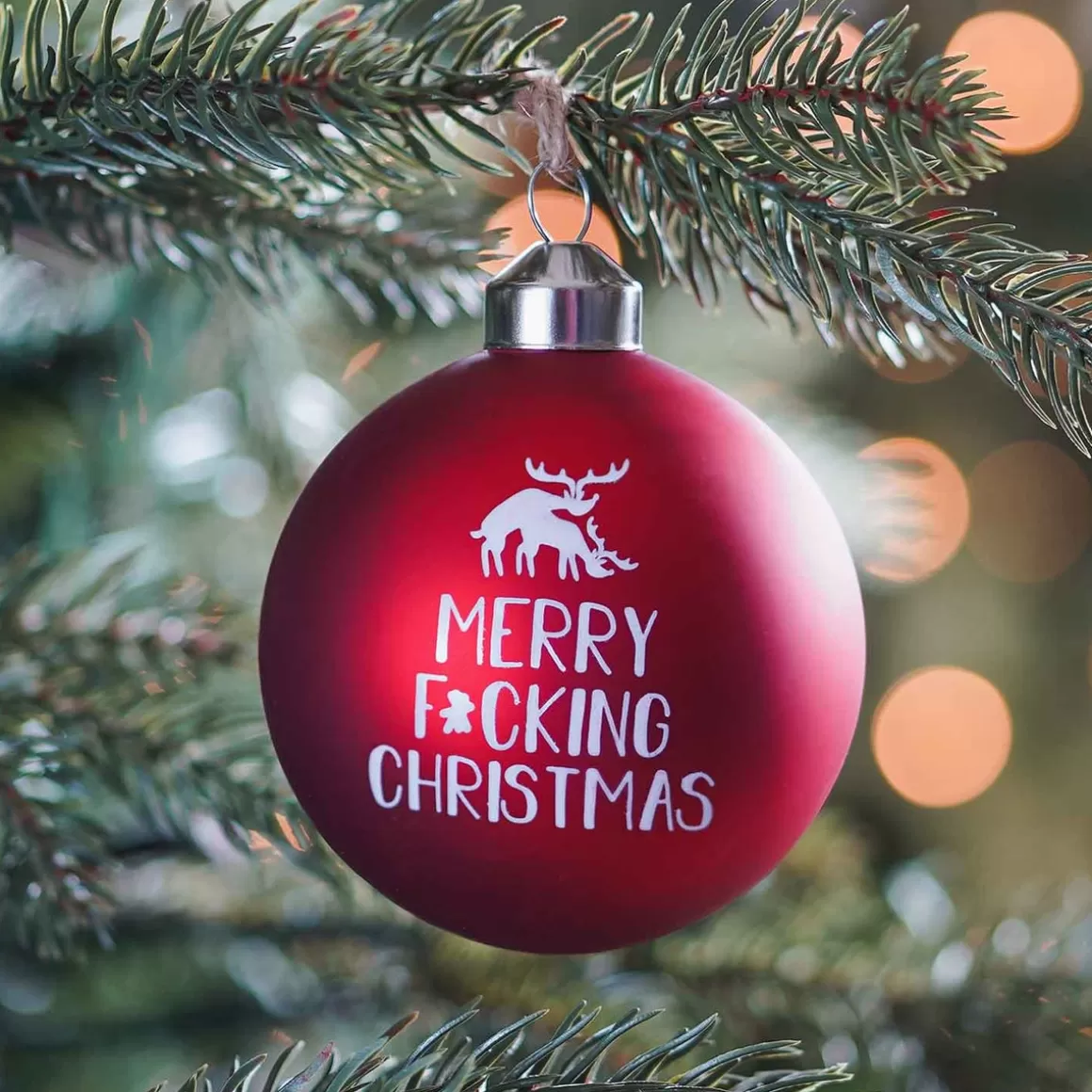 It's all about Christmas Funny Christmas Baubles | Christmas Baubles By Colour-Glass Christmas Bauble Merry F*cking Christmas 8 Cm Red