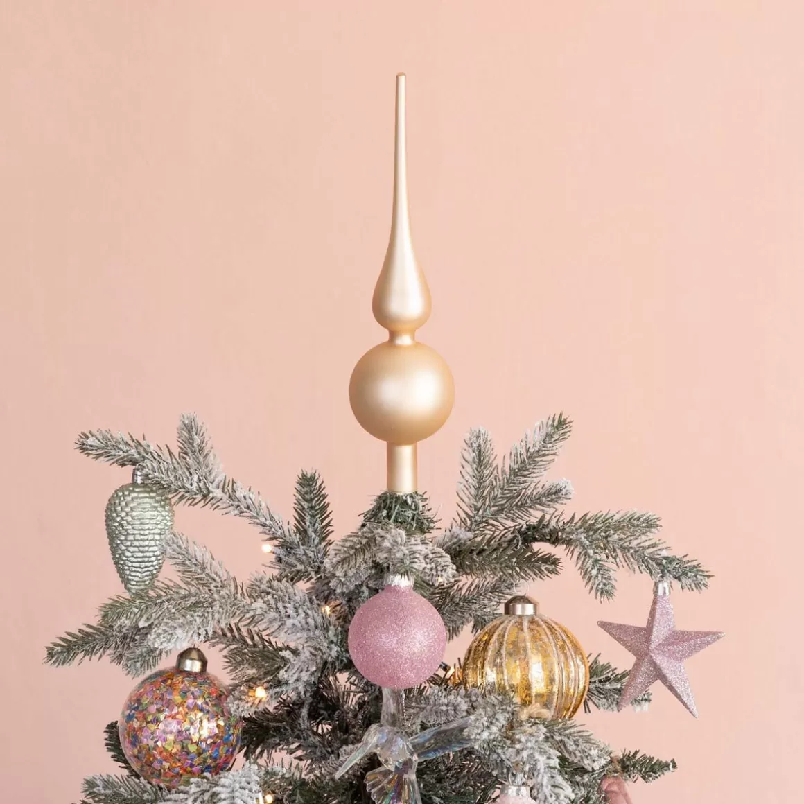 It's all about Christmas Christmas Tree Topper-Glass Christmas Tree Topper, Matte Light Gold, 27cm/10.5in