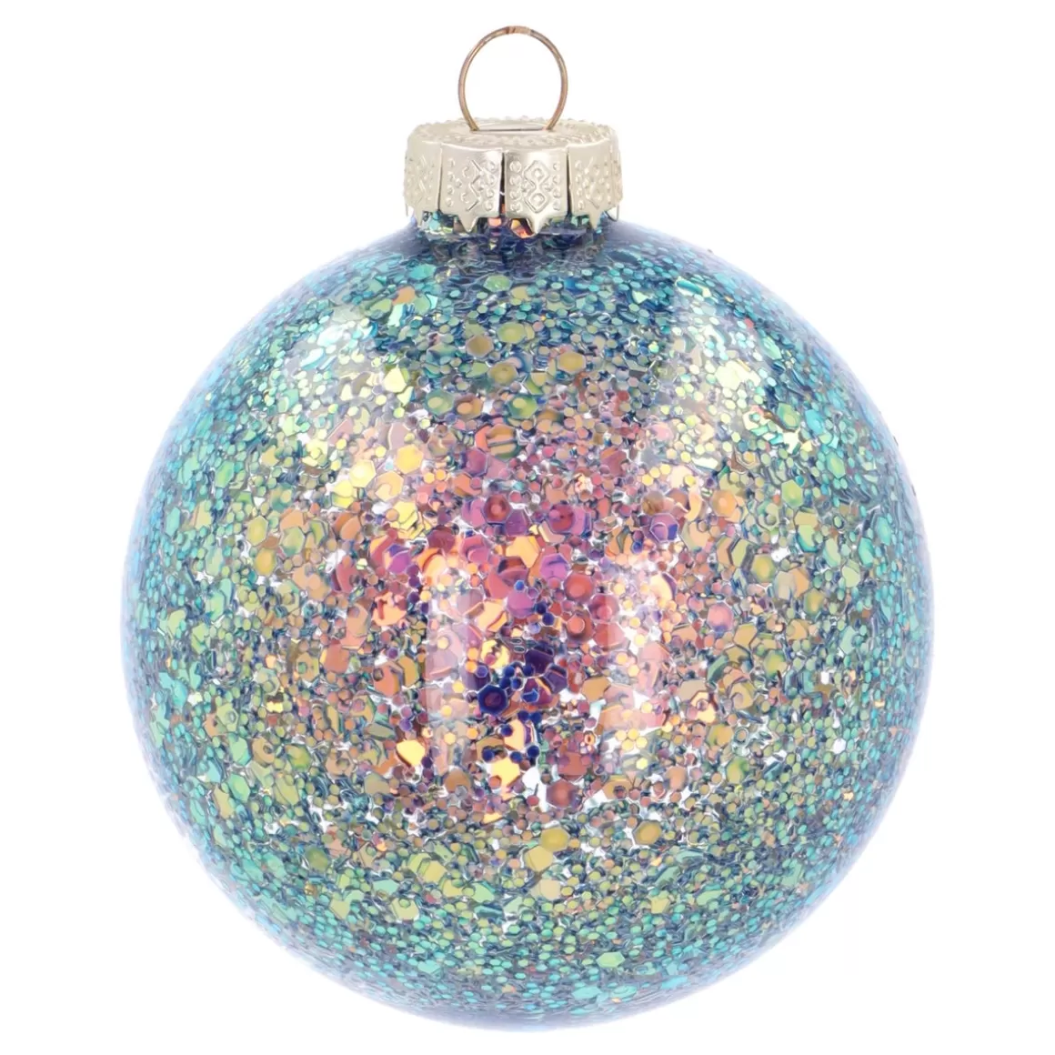 It's all about Christmas Christmas Baubles By Colour | Glass Christmas Baubles-Glass 'Galaxy' Christmas Bauble With Glitters (Inside)