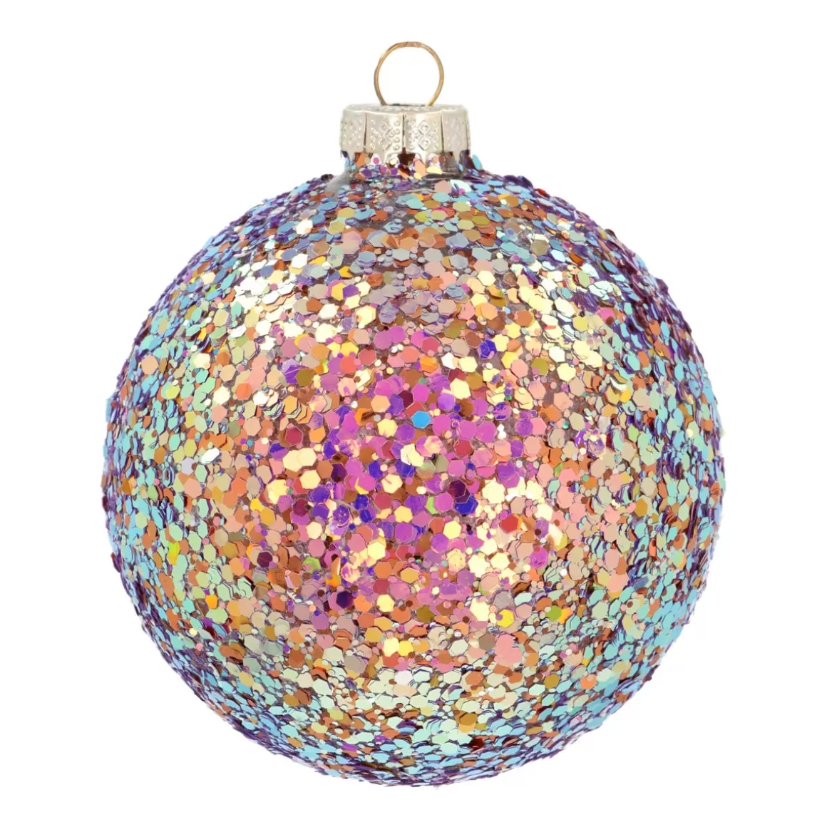 It's all about Christmas Christmas Baubles By Colour | Glass Christmas Baubles-Glass 'Galaxy' Christmas Bauble With Glitters (Outside)