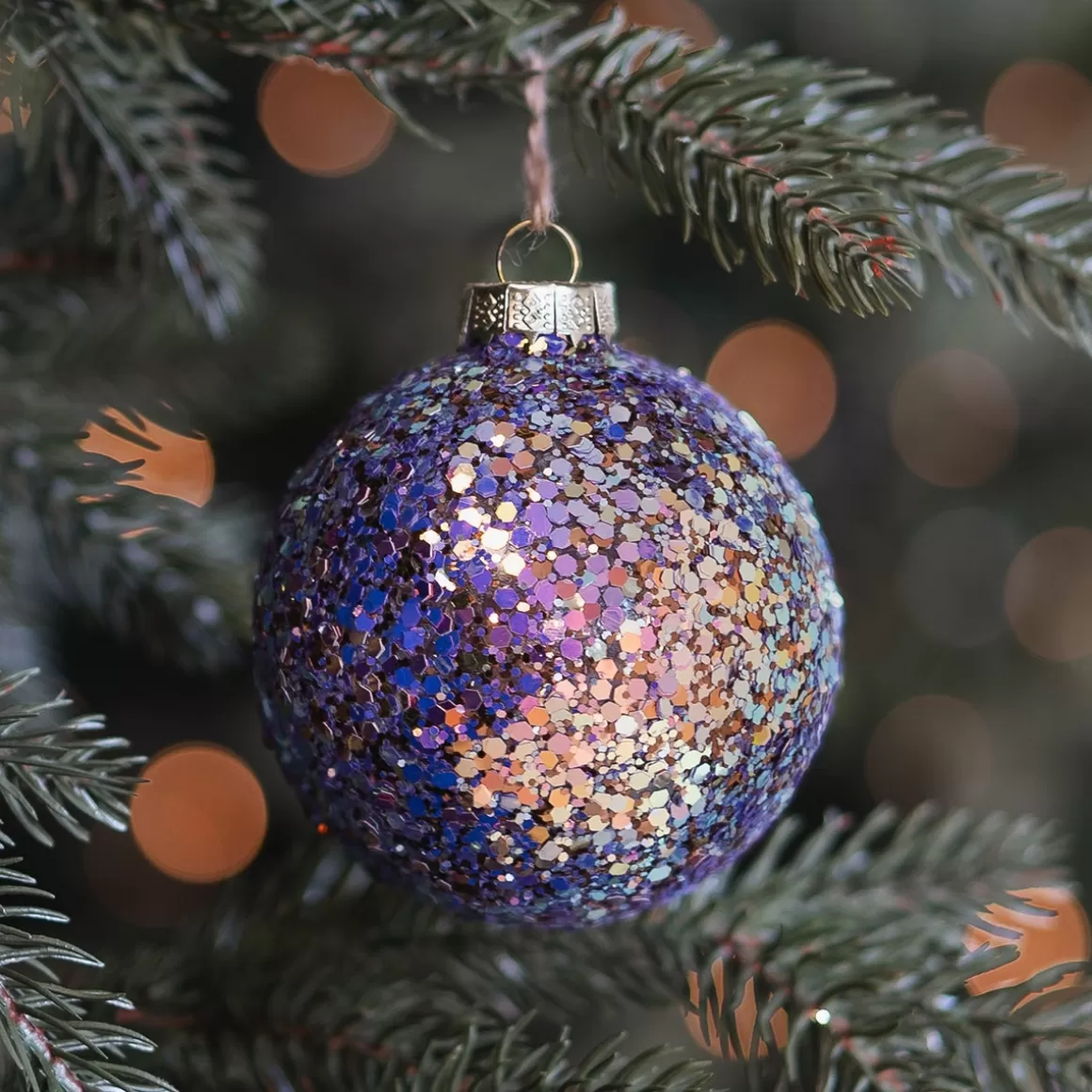 It's all about Christmas Christmas Baubles By Colour | Glass Christmas Baubles-Glass 'Galaxy' Christmas Bauble With Glitters (Outside)