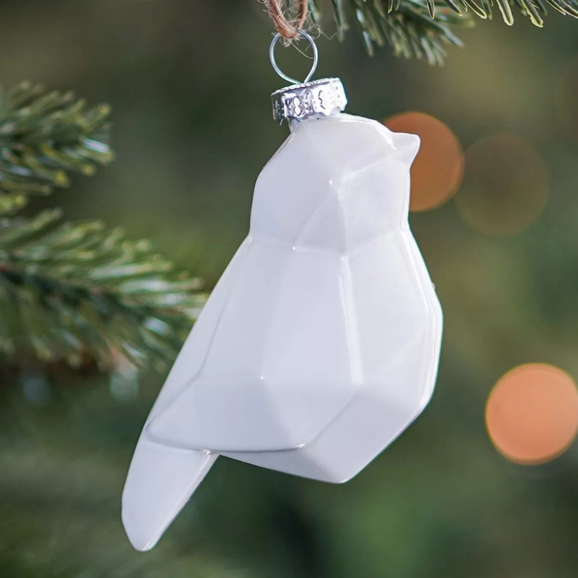 It's all about Christmas Christmas Ornaments-Glass Geometric Bird 9 Cm White