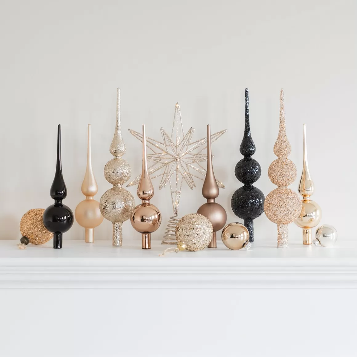 It's all about Christmas Christmastree Decorations Glass | Christmas Tree Topper-Glass Glitter Tree Topper In Cognac Color