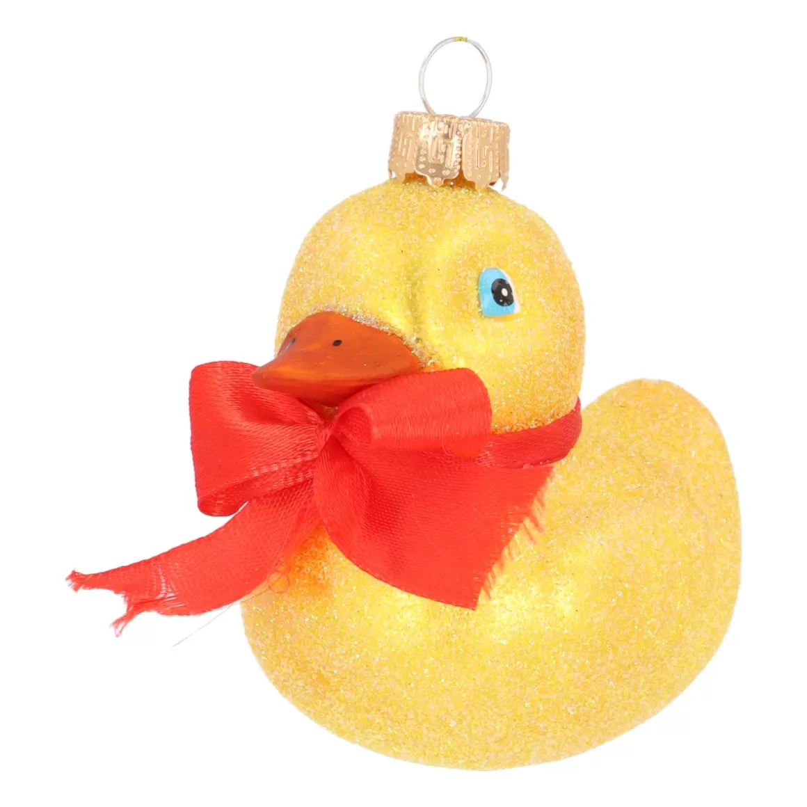 It's all about Christmas Christmastree Decorations Glass | Christmas Ornaments-Glass Rubber Duck Ornament With Glitter Details