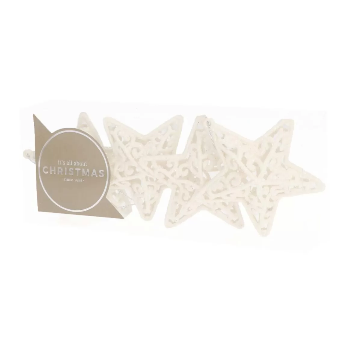 It's all about Christmas Do It Yourself | Christmas Ornaments-Glitter 3D Christmas Stars 8cm Cream White 4 Pieces