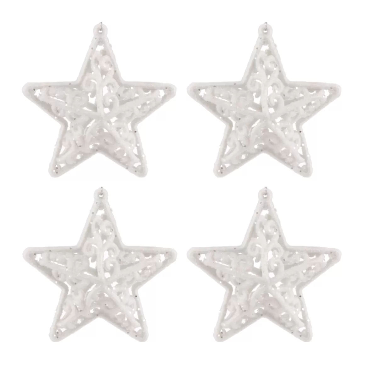 It's all about Christmas Do It Yourself | Christmas Ornaments-Glitter 3D Christmas Stars 8cm Cream White 4 Pieces