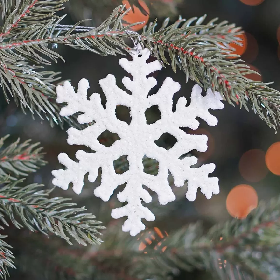 It's all about Christmas Christmas Ornaments-Glitter Snowflakes 10cm Cream White 6 Pieces