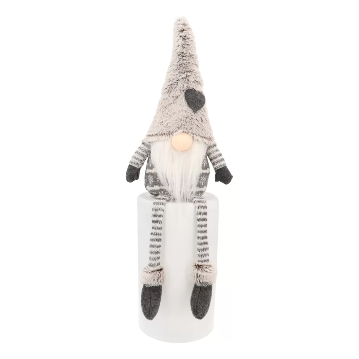 It's all about Christmas All Christmas Decorations | Christmas Figurines-Gnome With Floppy Legs And Grey Hat With Heart 40cm