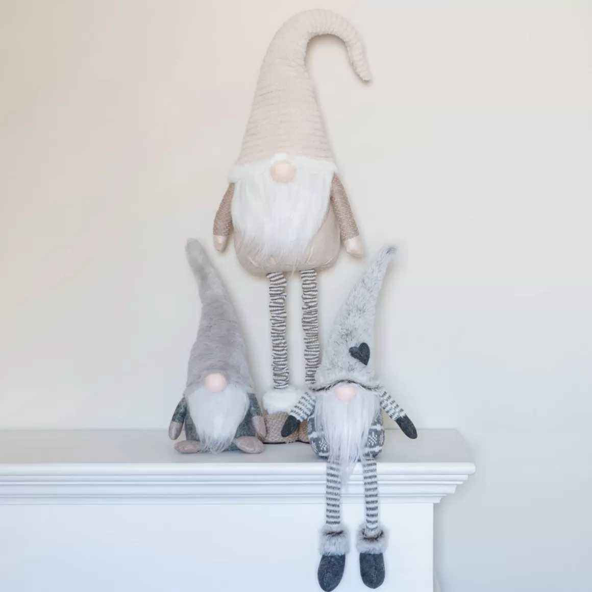 It's all about Christmas All Christmas Decorations | Christmas Figurines-Gnome With Floppy Legs And Grey Hat With Heart 40cm