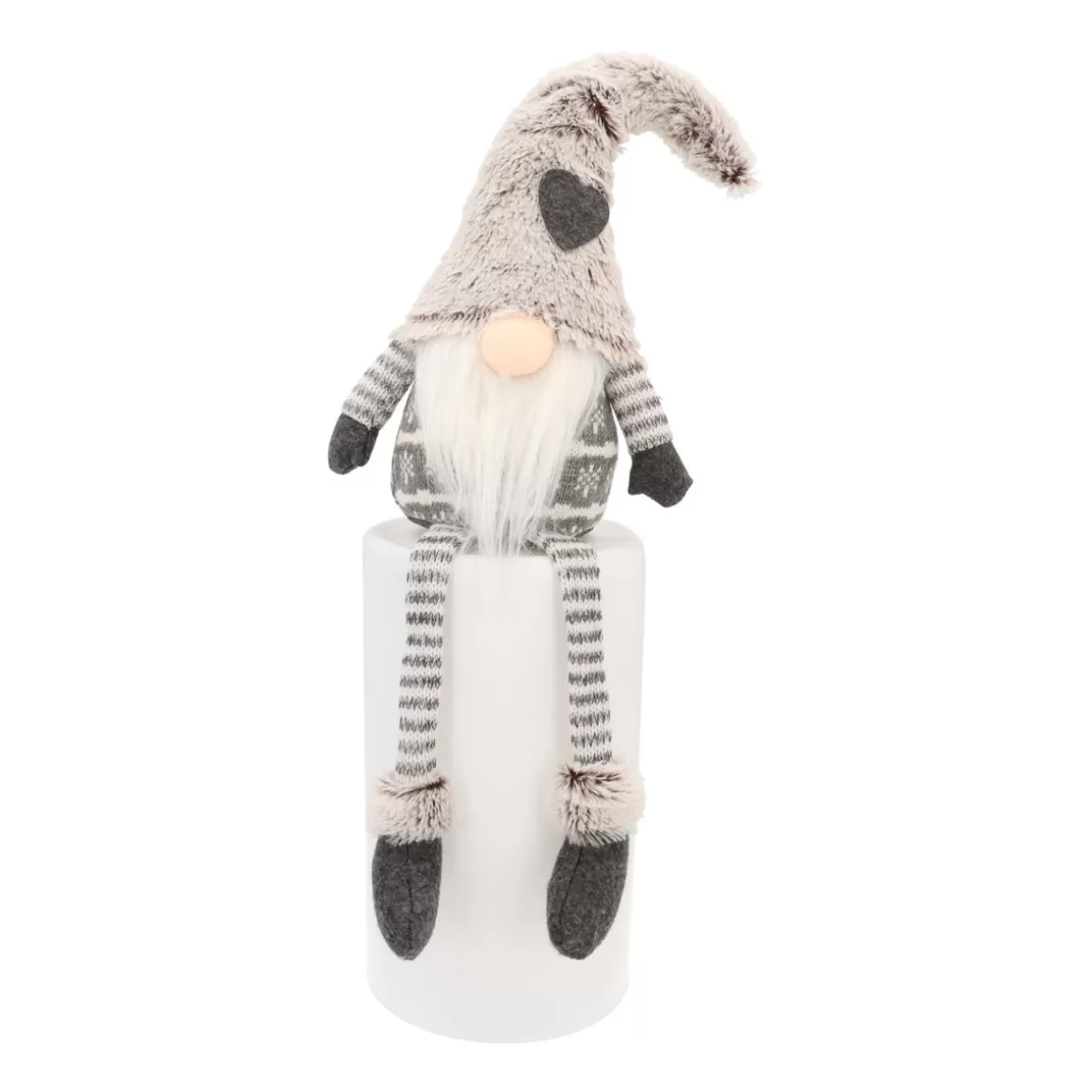 It's all about Christmas All Christmas Decorations | Christmas Figurines-Gnome With Floppy Legs And Grey Hat With Heart 40cm