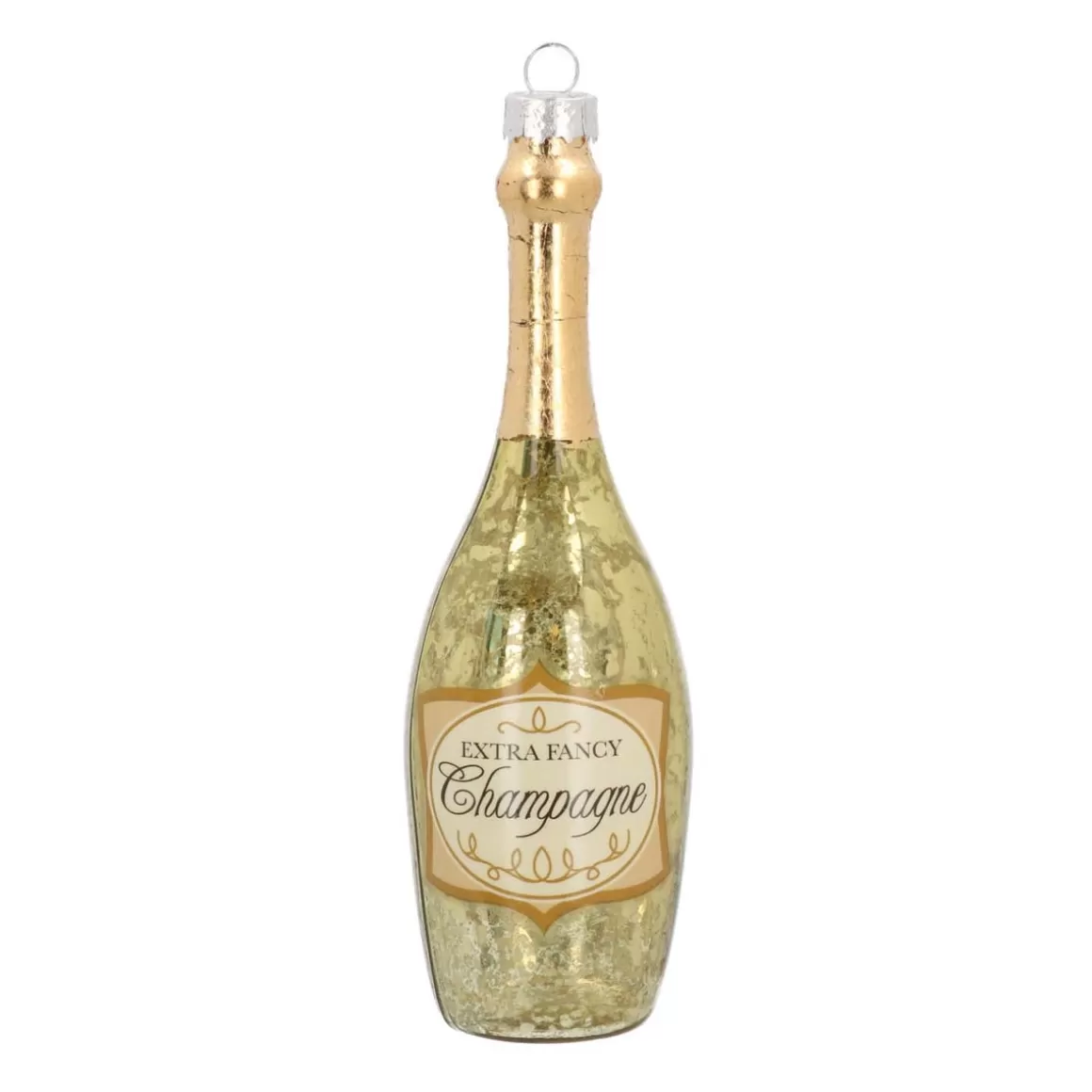 It's all about Christmas Christmas Ornaments-Gold Champagne Bottle Christmas Ornament Glass | 14 Cm