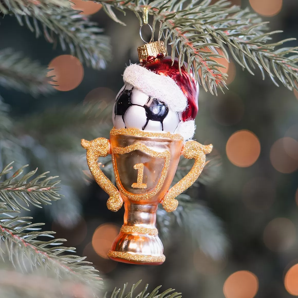 It's all about Christmas Christmastree Decorations Glass | Christmas Ornaments-Gold Football Cup Ornament For Football Fans