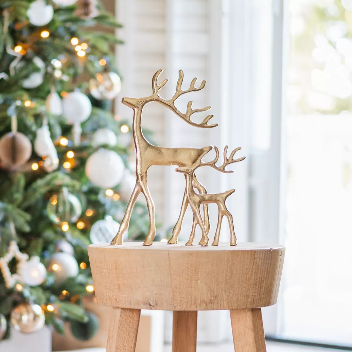 It's all about Christmas Home Accessories For Christmas | Christmas Figurines-Gold Reindeer With Elegant Antlers