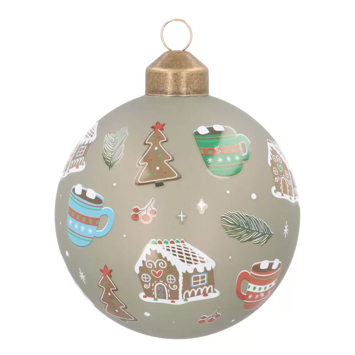 It's all about Christmas Extraordinary Baubles | Christmas Baubles By Colour-Graphic Christmas Bauble With Print | Glass | Green | 8 Cm