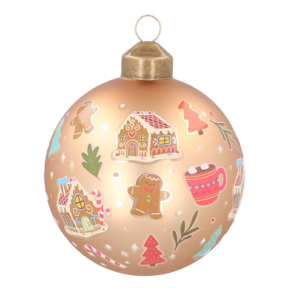 It's all about Christmas Glass Christmas Baubles-Graphic Christmas Bauble With Print | Glass | Taupe | 8 Cm