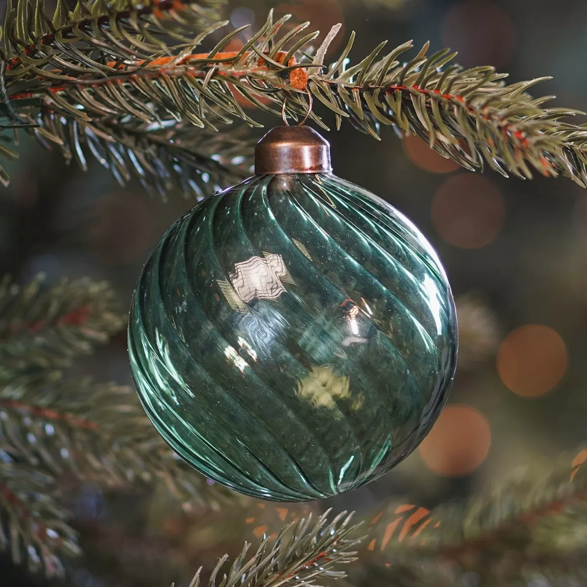 It's all about Christmas Christmas Baubles By Colour | Luxury Christmas Baubles-Green Christmas Bauble With Natural Swirls