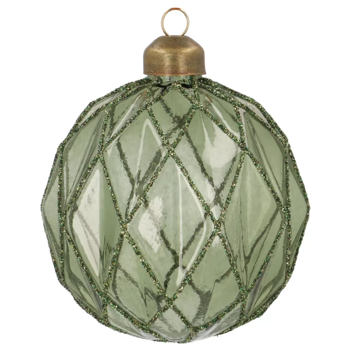 It's all about Christmas Christmas Baubles By Colour | Luxury Christmas Baubles-Green Christmas Bauble With Relief And Glitters