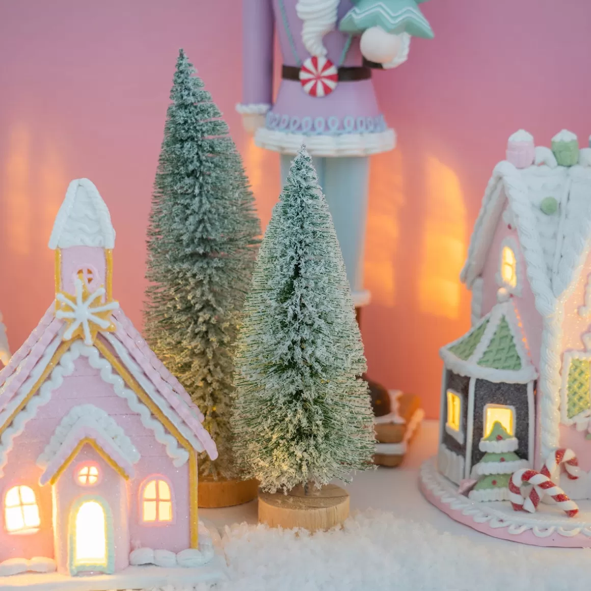 It's all about Christmas Christmas Trees-Green Christmas Tree On Wooden Base With Snow