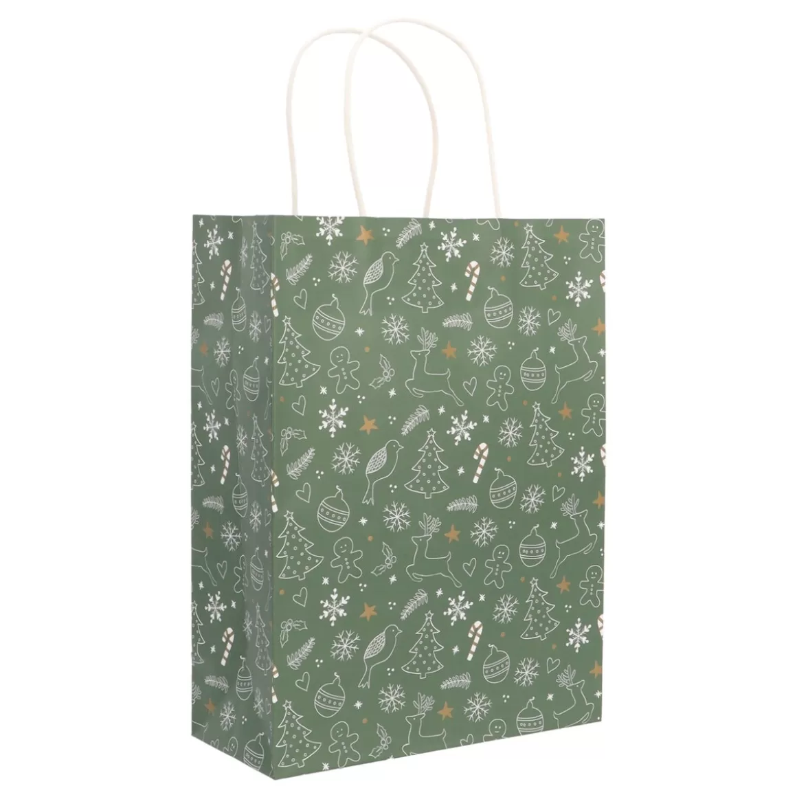 It's all about Christmas Wrapping Paper-Green Gift Bag With Cheerful Christmas Figures