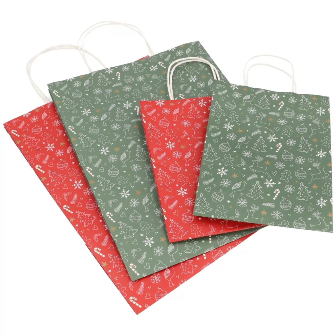 It's all about Christmas Wrapping Paper-Green Gift Bag With Cheerful Christmas Figures