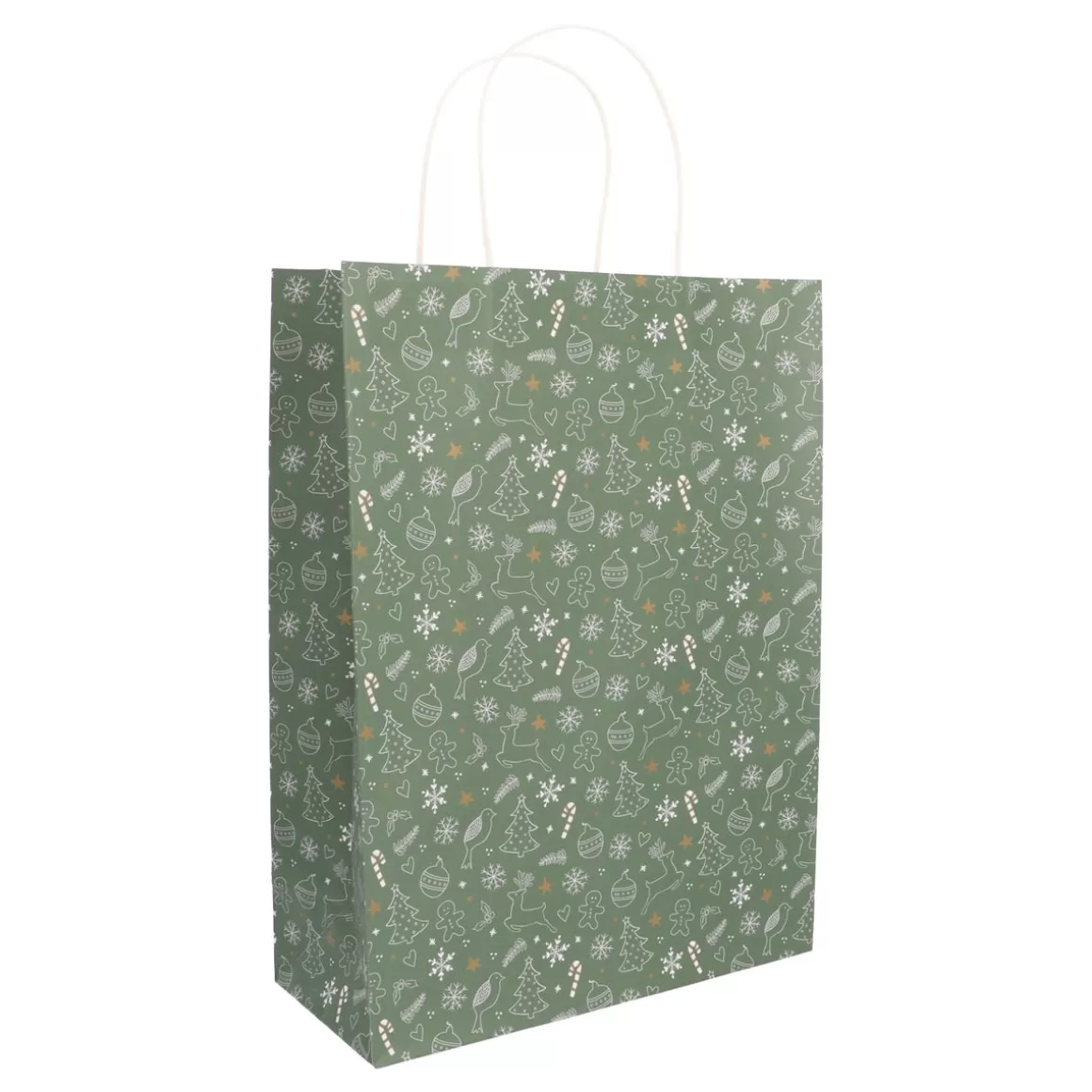 It's all about Christmas Wrapping Paper-Green Gift Bag With Festive Christmas Characters