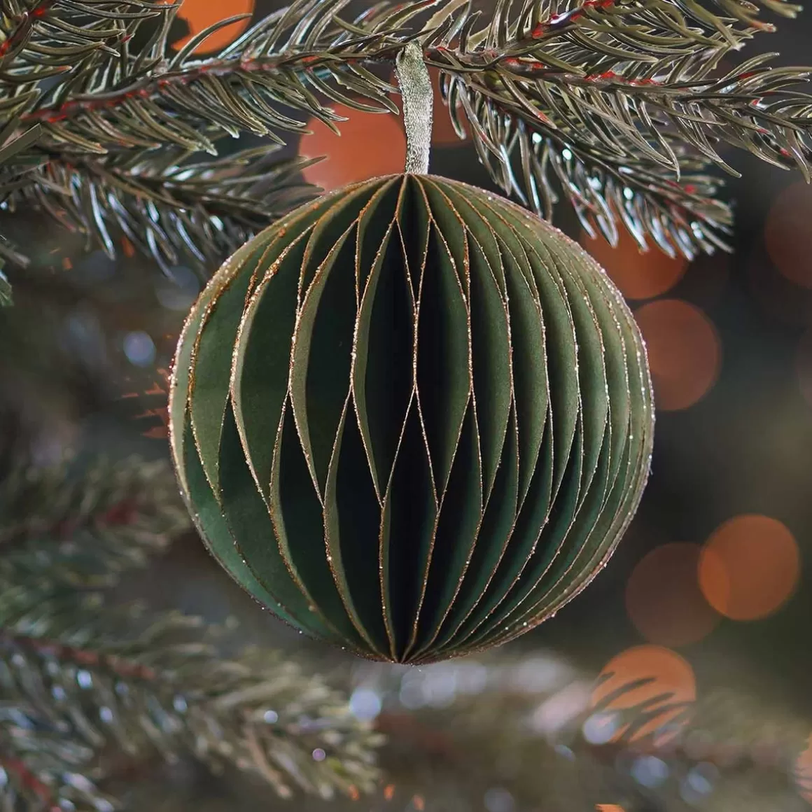 It's all about Christmas Christmas Ornaments | Paper Christmas Baubles-Green Paper Christmas Bauble 8 Cm