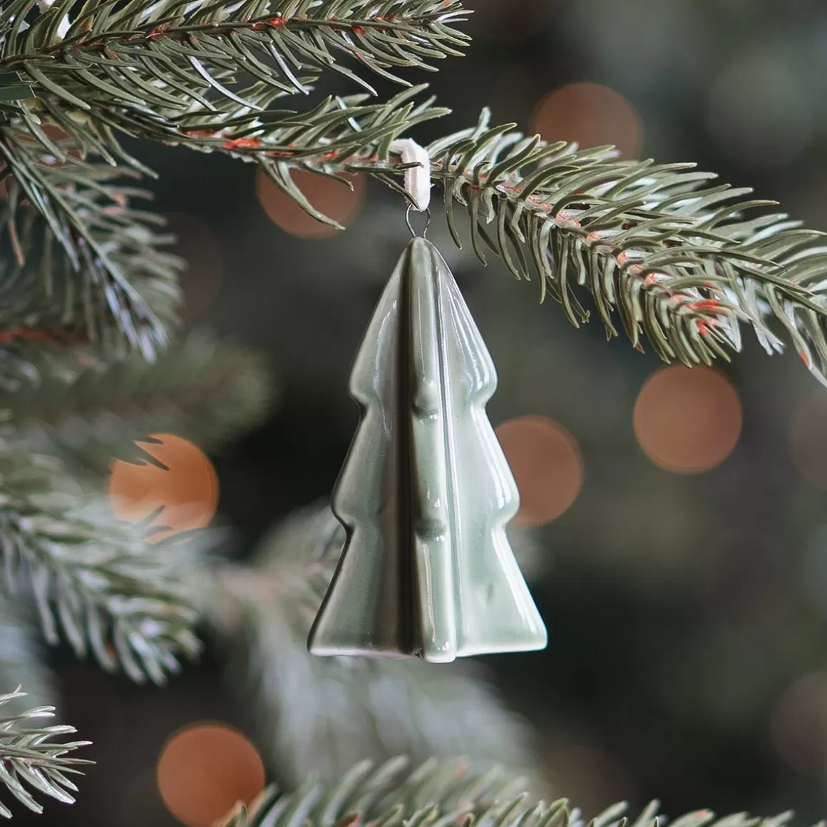 It's all about Christmas Christmas Ornaments-Green Porcelain Christmas Tree Ornament