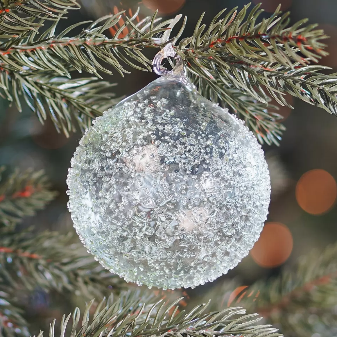 It's all about Christmas Glass Christmas Baubles | Christmas Baubles By Colour-Handmade Eucalyptus Christmas Bauble With Speckles