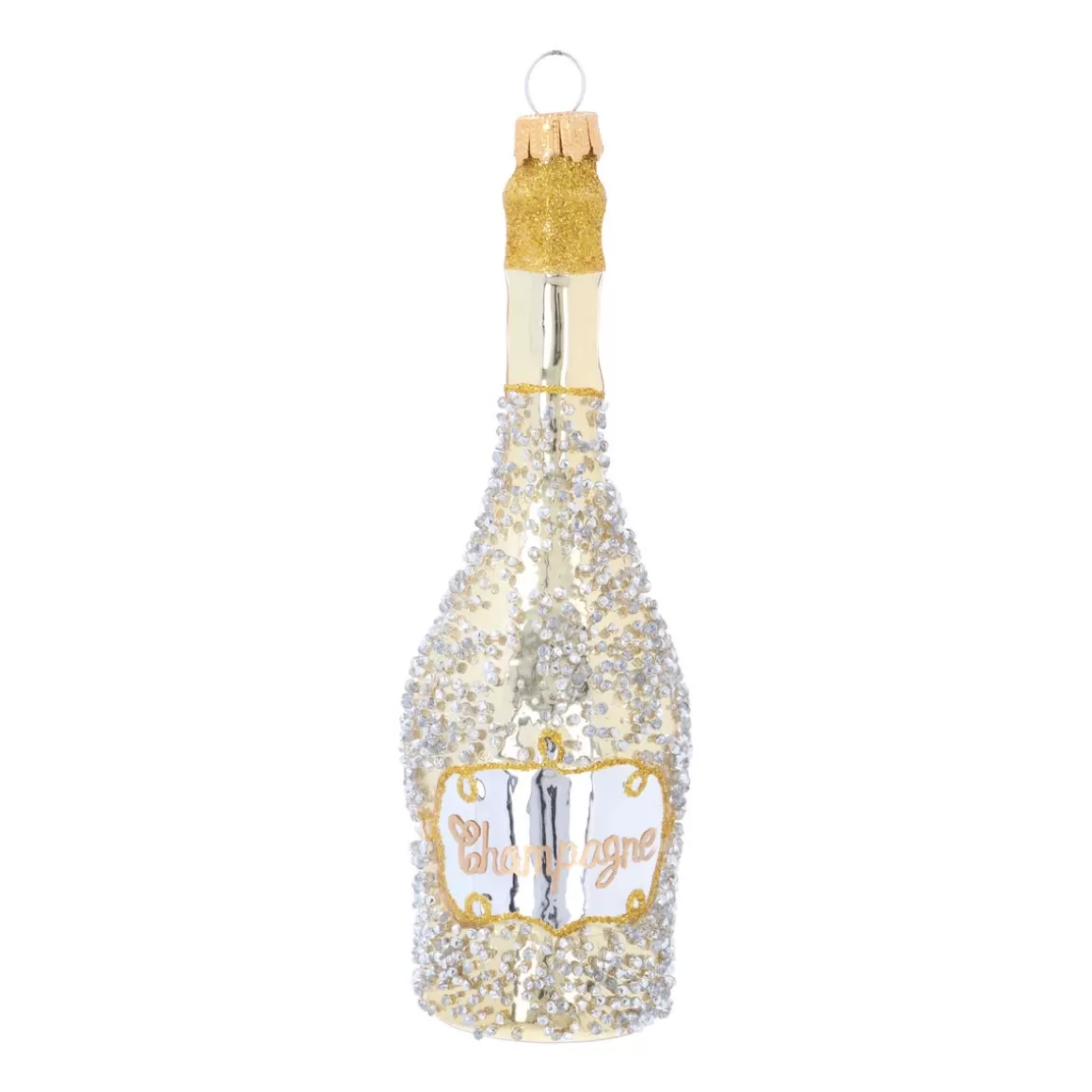 It's all about Christmas Christmastree Decorations Glass | Christmas Ornaments-Handmade Glass Champagne Bottle Ornament