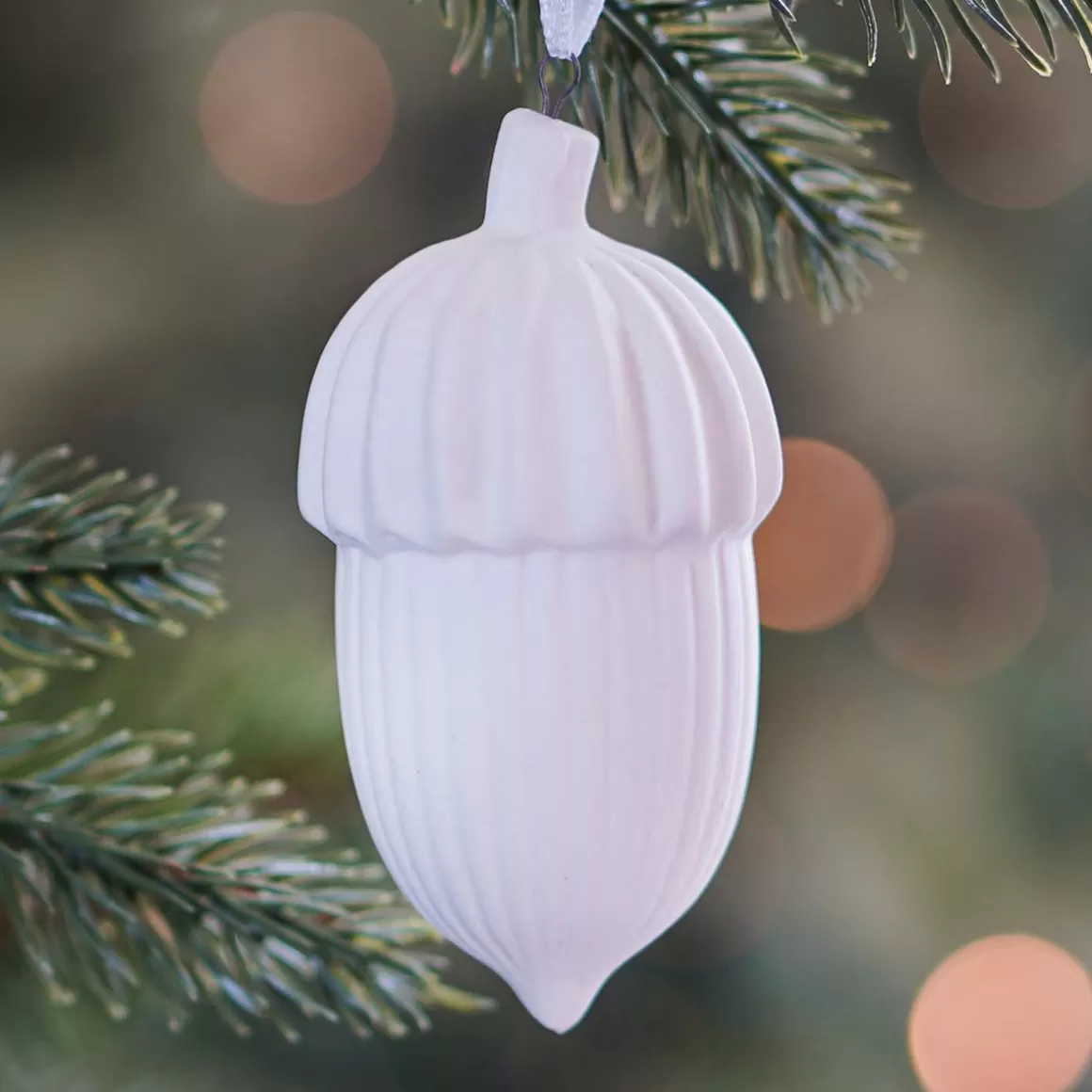 It's all about Christmas Christmas Ornaments-Hanger Acorn Porcelain 4 Cm White