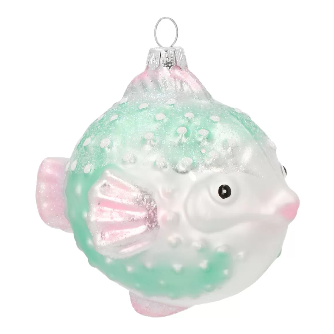 It's all about Christmas Christmas Ornaments-Hanger Blowfish Green Glass 10 Cm