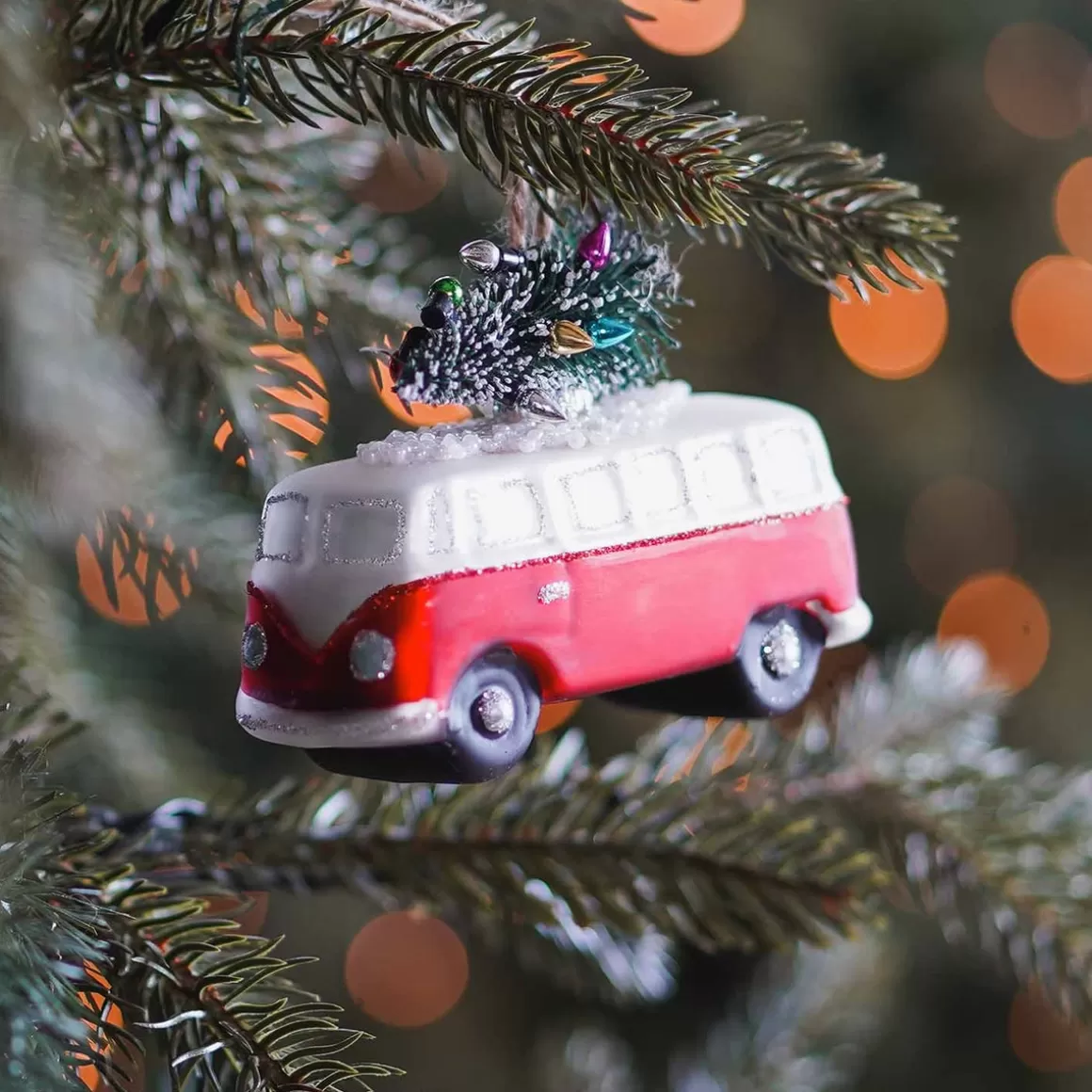 It's all about Christmas Christmas Ornaments-Hanger Car With Tree Red Silver Glass 11 Cm