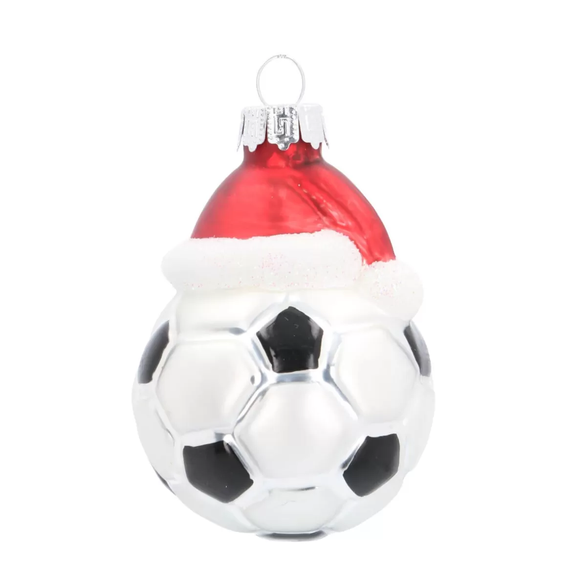 It's all about Christmas Christmas Ornaments-Hanger Football Black Silver Glass 8 Cm