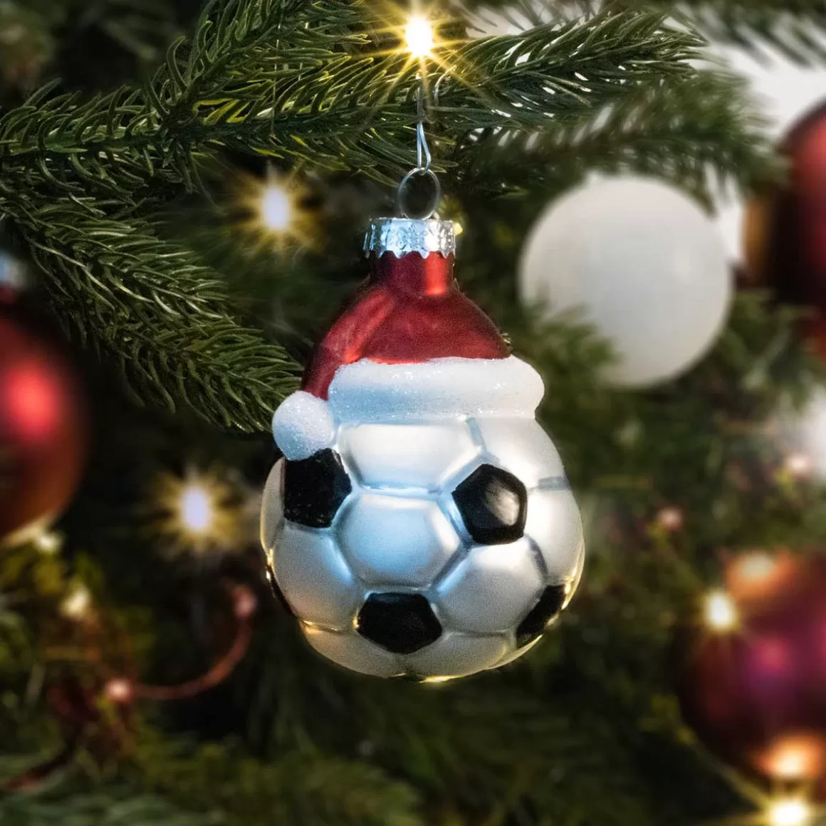 It's all about Christmas Christmas Ornaments-Hanger Football Black Silver Glass 8 Cm