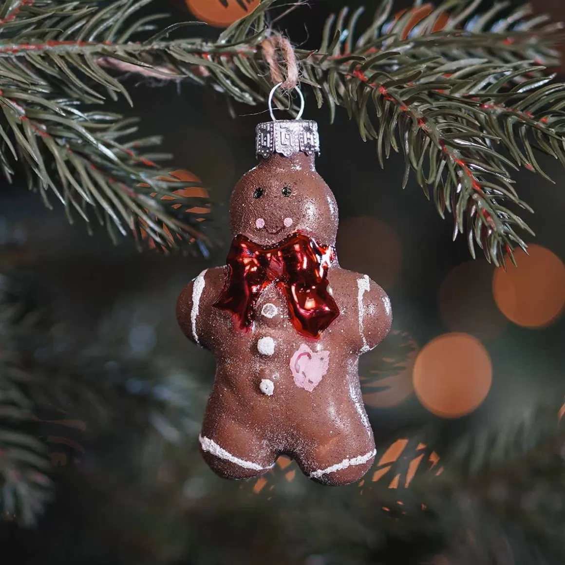 It's all about Christmas Christmas Ornaments-Hanger Gingerbread Man Brown Glass 8 Cm