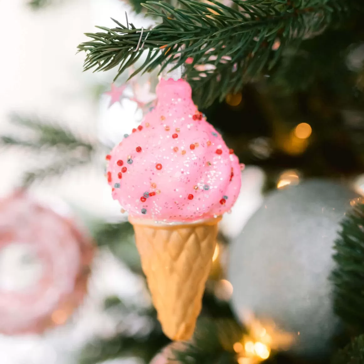 It's all about Christmas Christmas Ornaments-Hanger Ice Cream Pink Glass 12 Cm