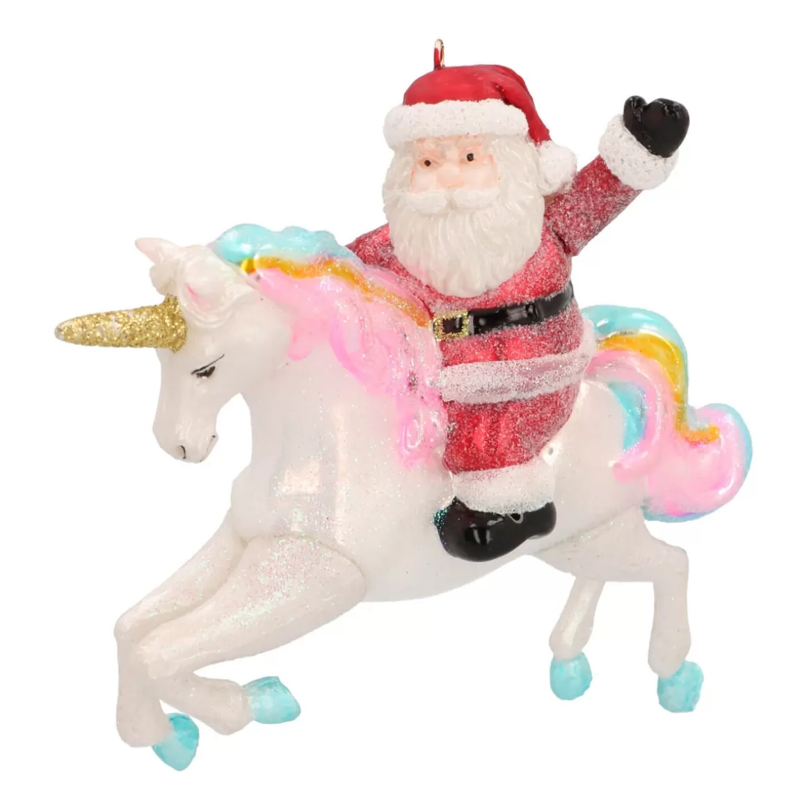 It's all about Christmas Christmas Ornaments-Hanger Santa On Unicorn Multicoloured Glass 12 Cm
