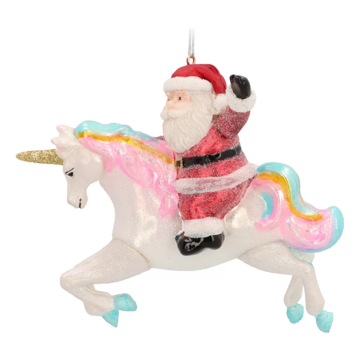 It's all about Christmas Christmas Ornaments-Hanger Santa On Unicorn Multicoloured Glass 12 Cm