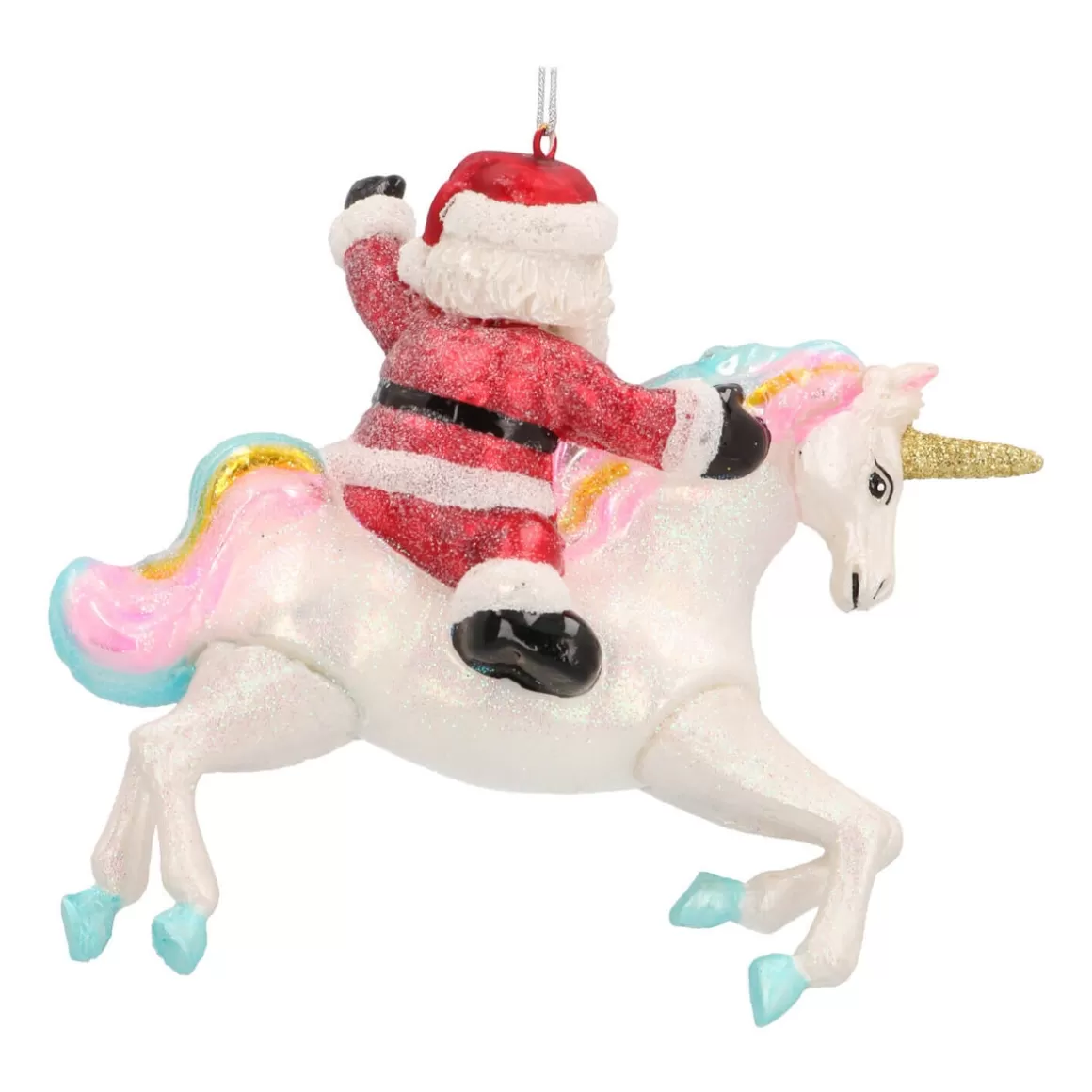 It's all about Christmas Christmas Ornaments-Hanger Santa On Unicorn Multicoloured Glass 12 Cm
