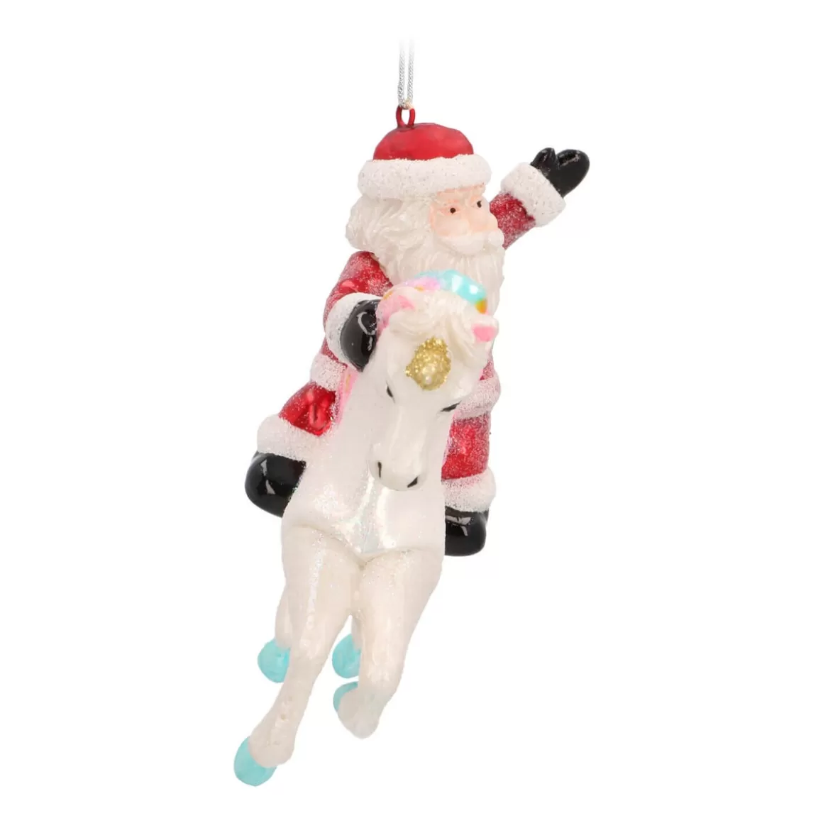 It's all about Christmas Christmas Ornaments-Hanger Santa On Unicorn Multicoloured Glass 12 Cm